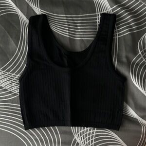 Black Ribbed Crop Top